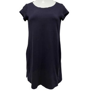 Eileen Fisher Organic Cotton T-shirt Cap Sleeve Dress, Made USA, Navy S